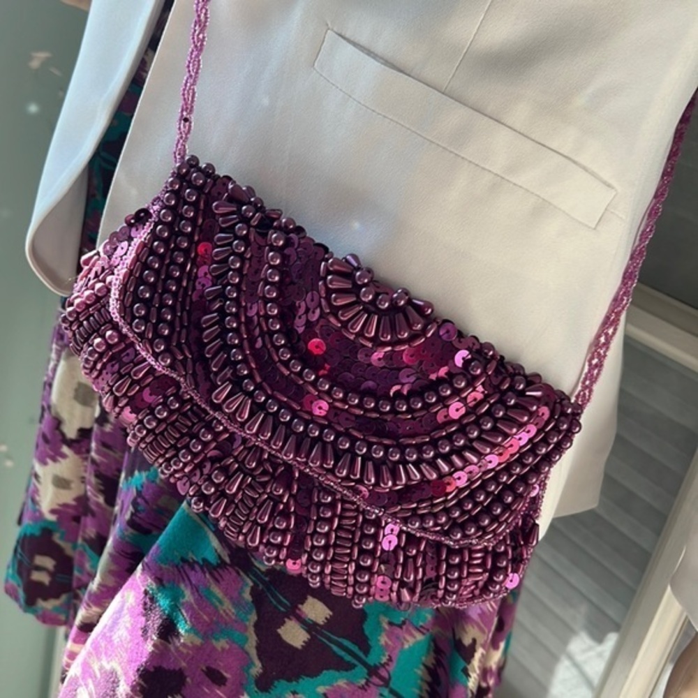 Gorgeous Bijoux Terner purple beaded Crossbody evening bag